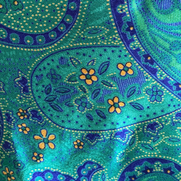 CACIQUE LINGERIE Satin Paisley Pajamas Green 2 Piece Sleep Set Womens Size Large - Picture 6 of 16